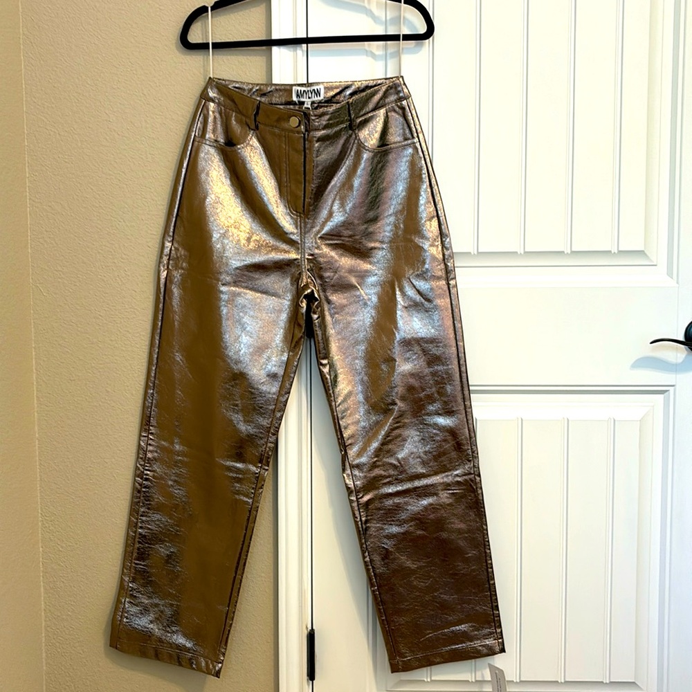 Amy Lynn faux leather pants - Size L - Metallic